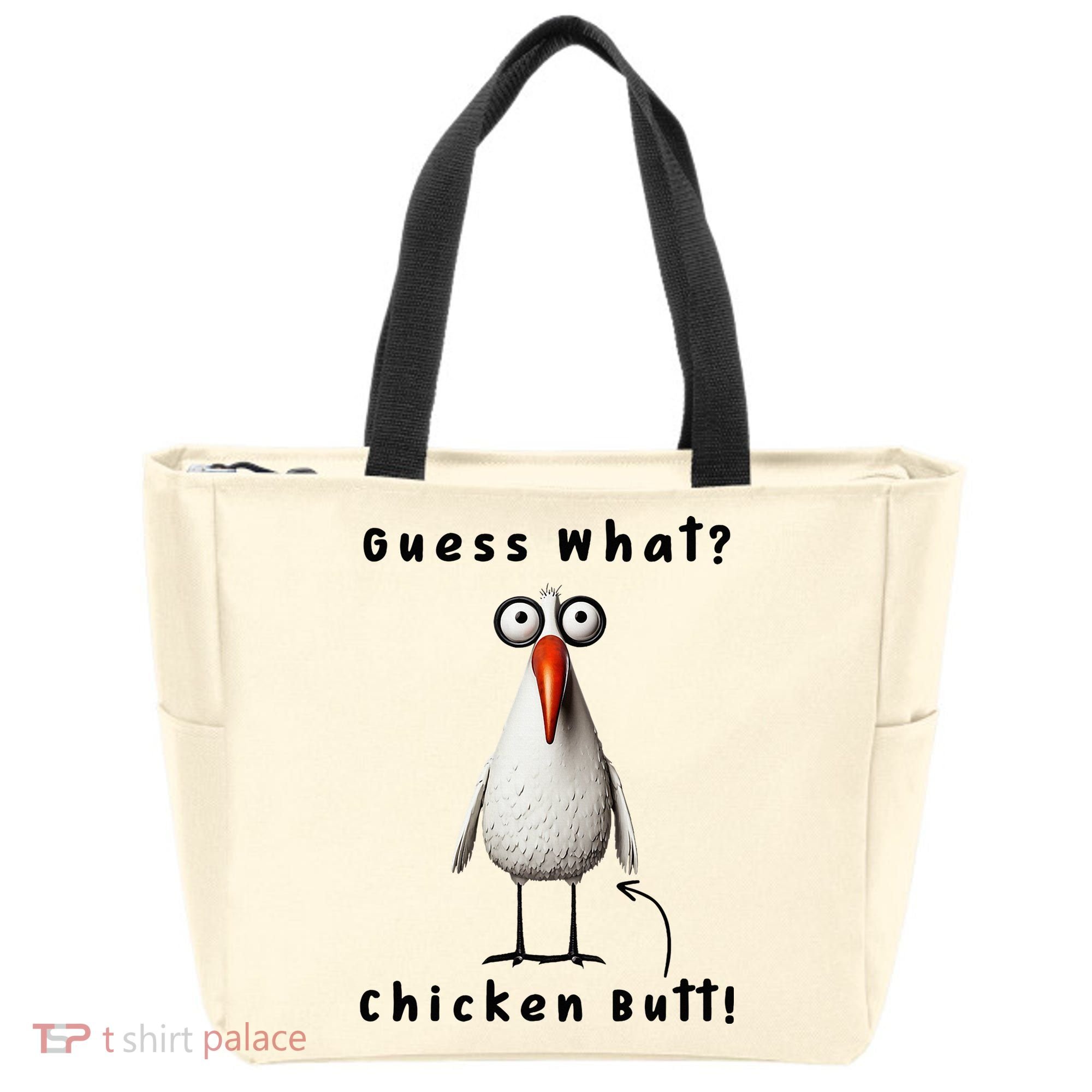 Guess What Chicken Butt Chicken Rooster Meme Funny Costume Tote Bag