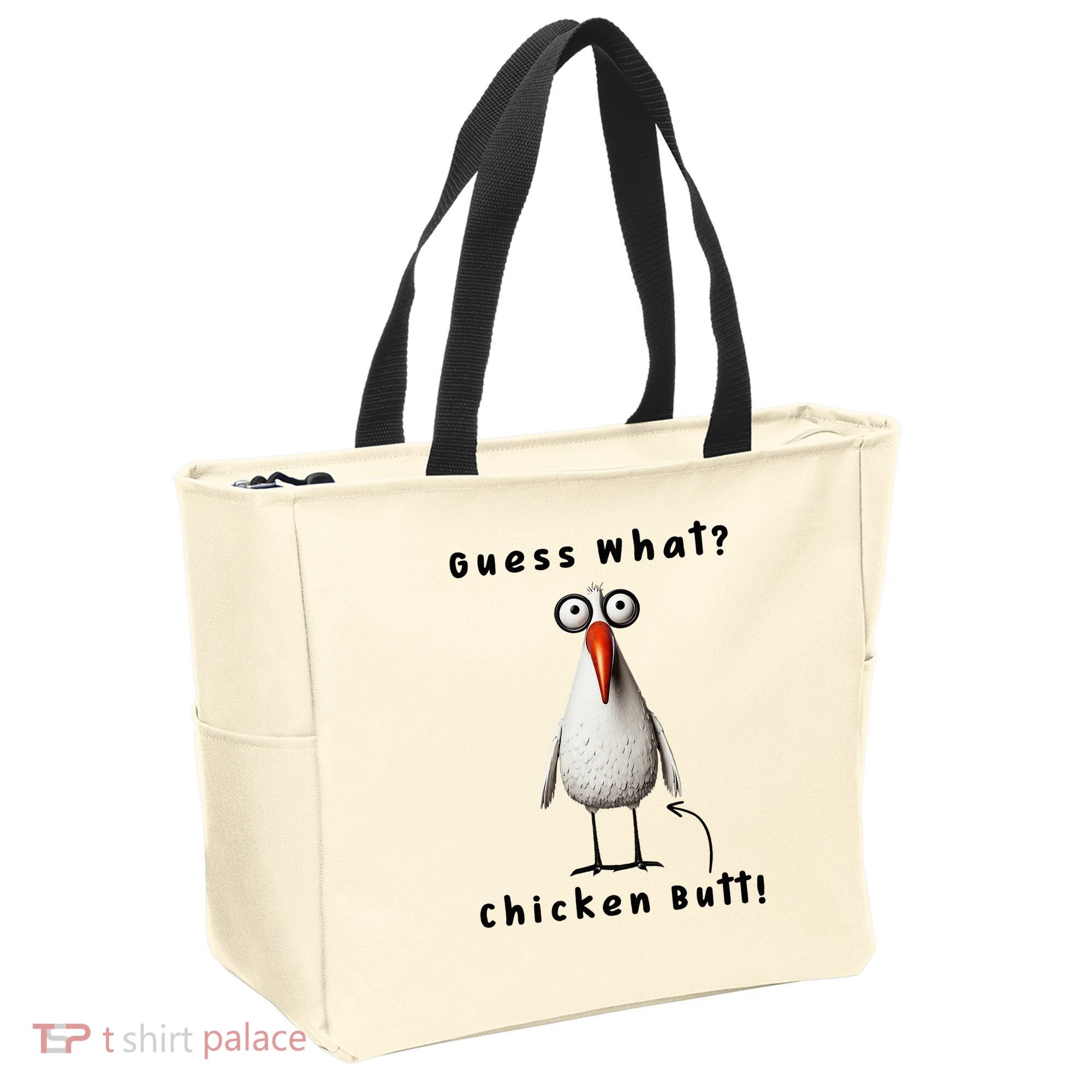 Guess What Chicken Butt Chicken Rooster Meme Funny Costume Tote Bag
