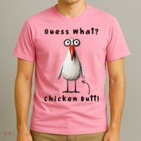 Guess What Chicken Butt Chicken Rooster Meme Funny Costume T-Shirt thumb 3