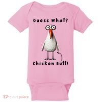 Guess What Chicken Butt Chicken Rooster Meme Funny Costume Baby Bodysuit thumb 0