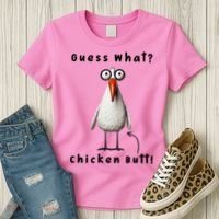 Guess What Chicken Butt Chicken Rooster Meme Funny Costume Women's T-Shirt thumb 3