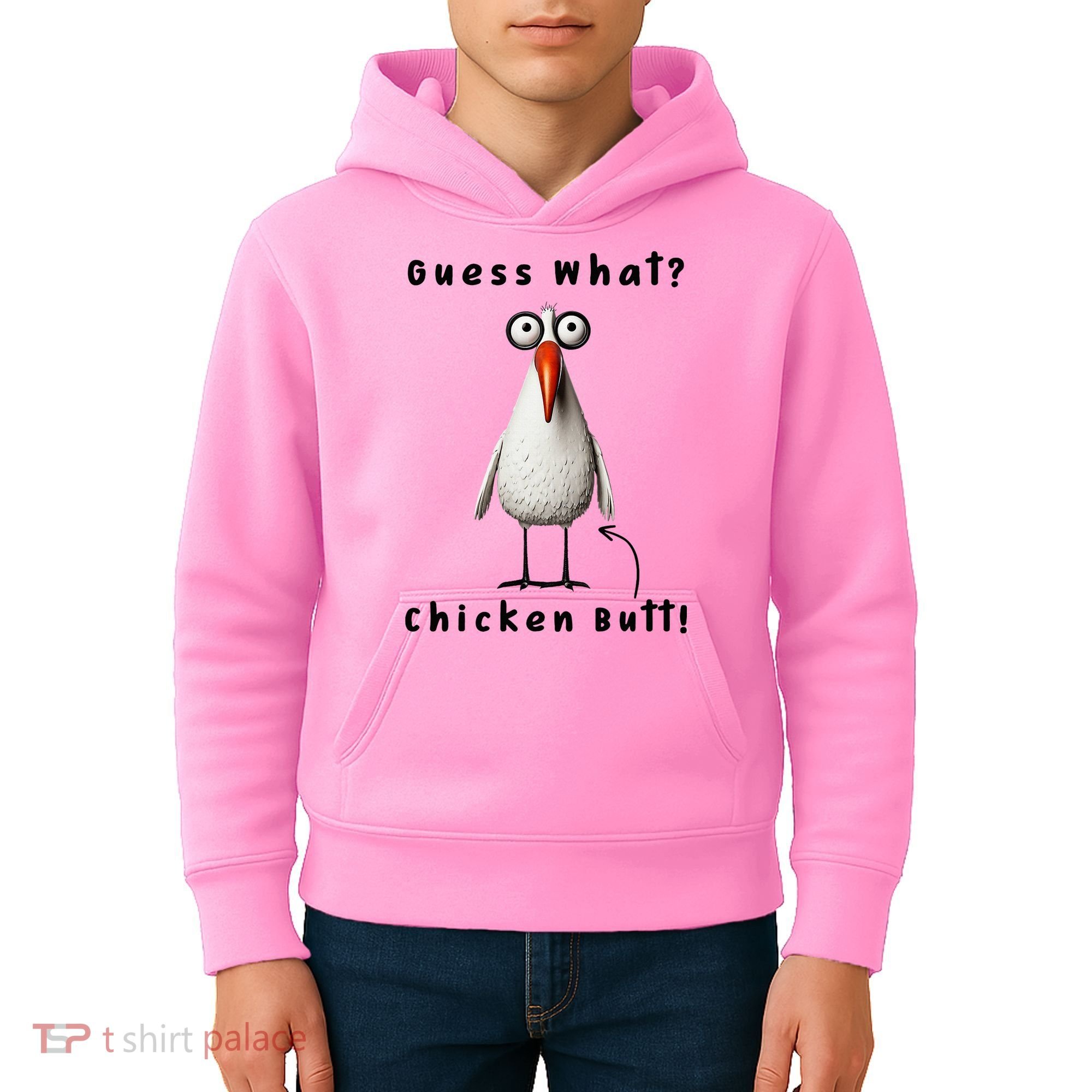 Guess What Chicken Butt Chicken Rooster Meme Funny Costume Kids Hoodie