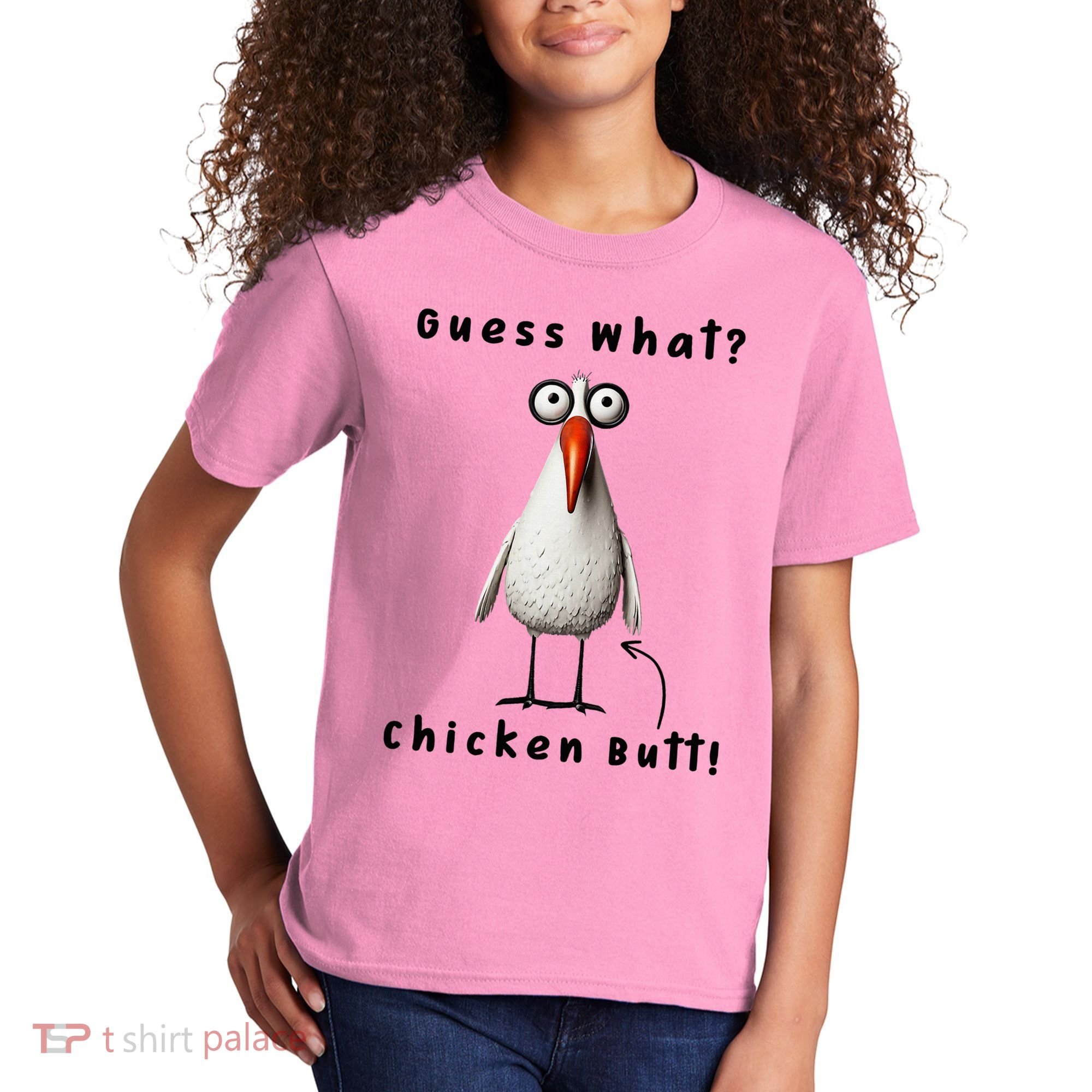 Guess What Chicken Butt Chicken Rooster Meme Funny Costume Kids T-Shirt