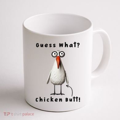 Guess What Chicken Butt Chicken Rooster Meme Funny Costume Coffee Mug back