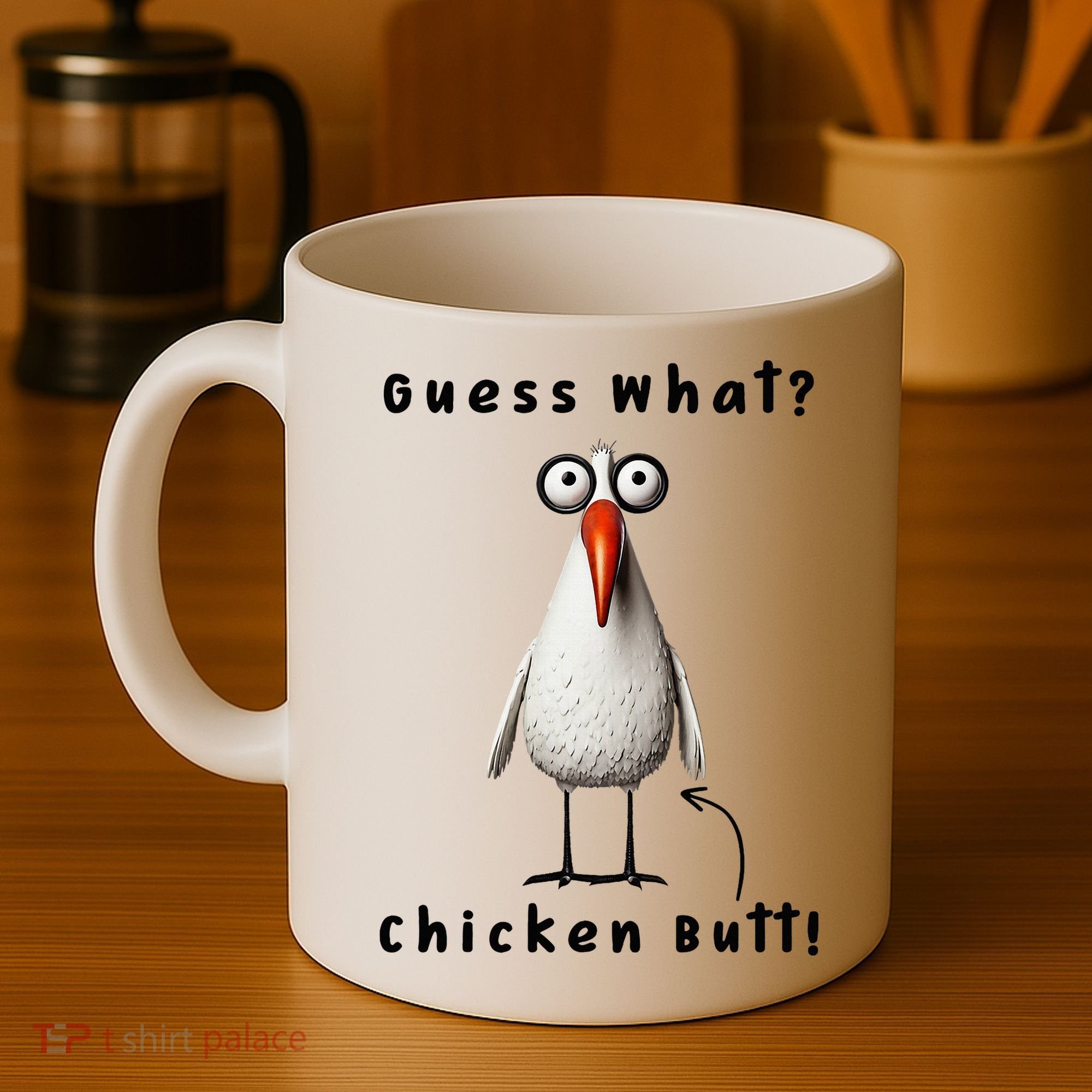 Guess What Chicken Butt Chicken Rooster Meme Funny Costume Coffee Mug