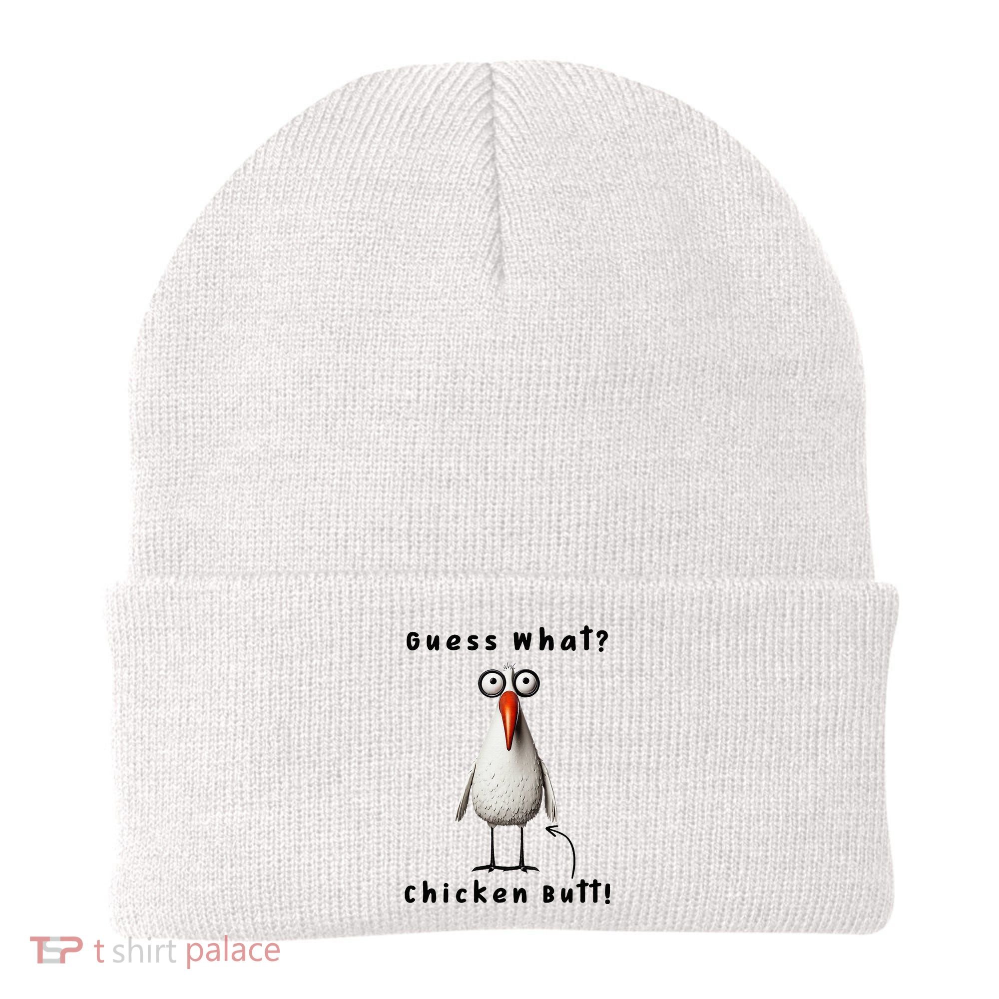 Guess What Chicken Butt Chicken Rooster Meme Funny Costume Beanie