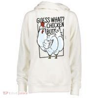 Guess What Chicken Butt Funny Womens Funnel Neck Pullover Hood thumb 0