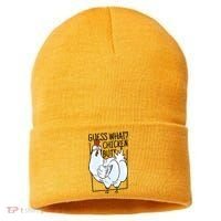Guess What Chicken Butt Funny Sustainable Knit Beanie thumb 0