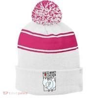 Guess What Chicken Butt Funny Stripe Pom Pom Beanie thumb 0