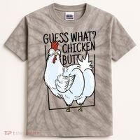 Guess What Chicken Butt Funny Kids Tie-Dye T-Shirt thumb 0
