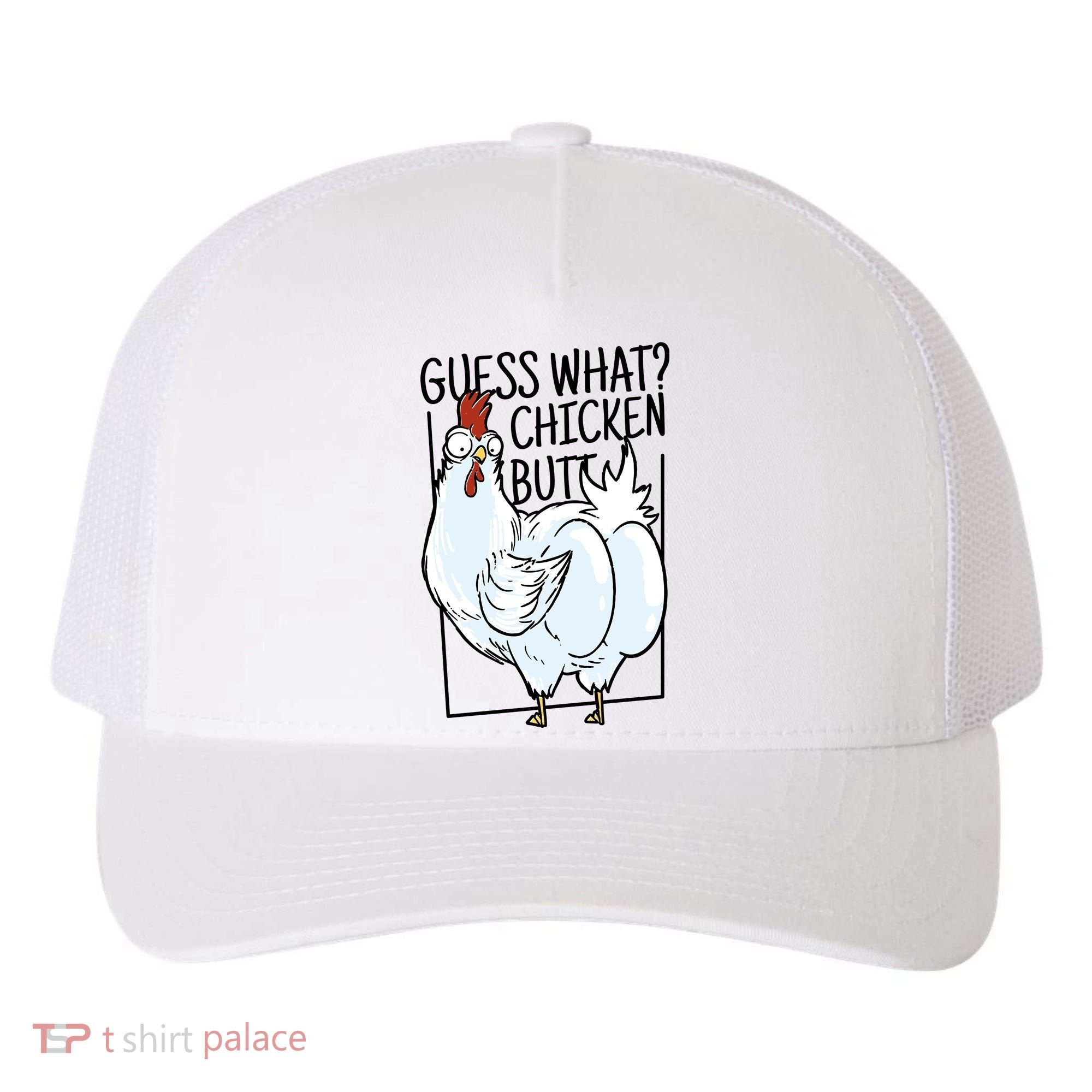 Guess What Chicken Butt Funny Yupoong Adult 5-Panel Trucker Hat