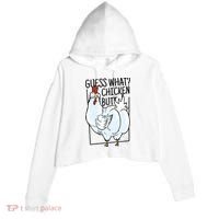 Guess What Chicken Butt Funny Crop Fleece Hoodie thumb 0