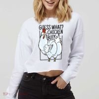Guess What Chicken Butt Funny Cropped Pullover Crew thumb 2