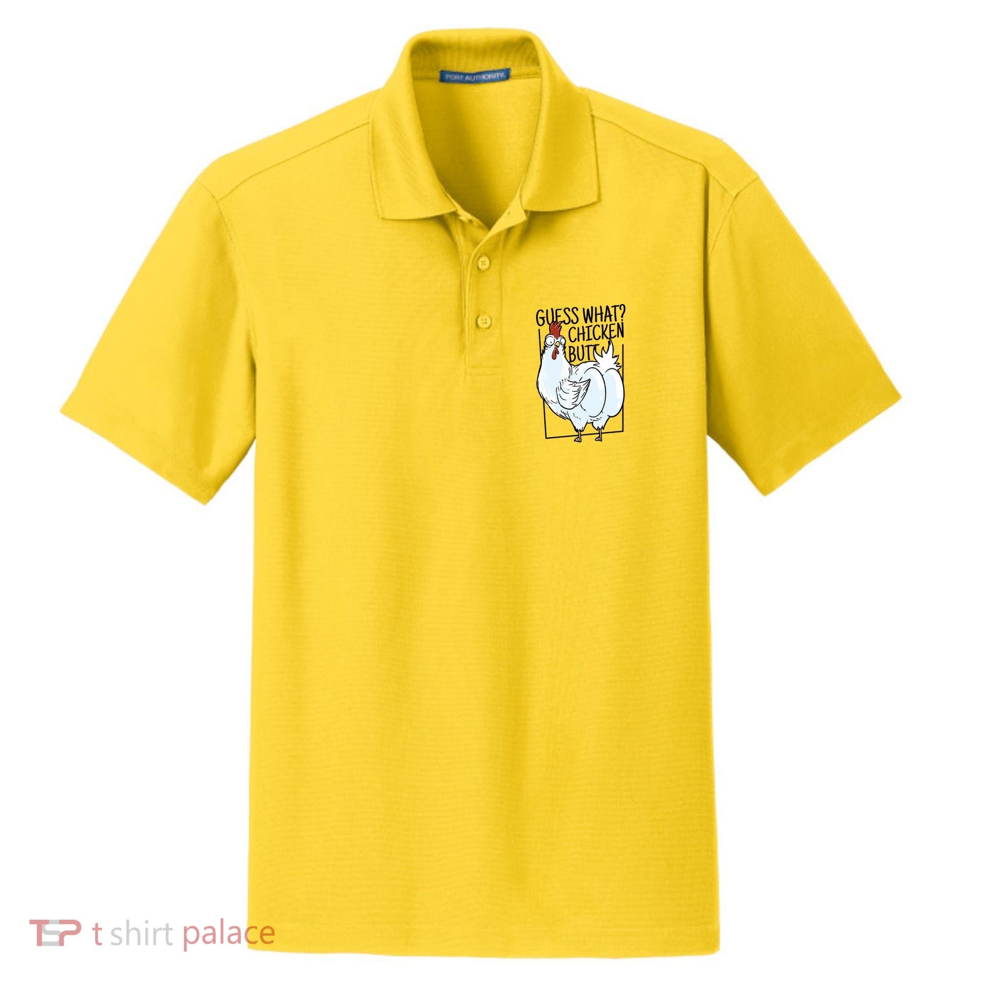 Guess What Chicken Butt Funny Dry Zone Grid Polo