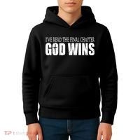 God Wins Christian I Have Read The Final Chapter Kids Hoodie thumb 4