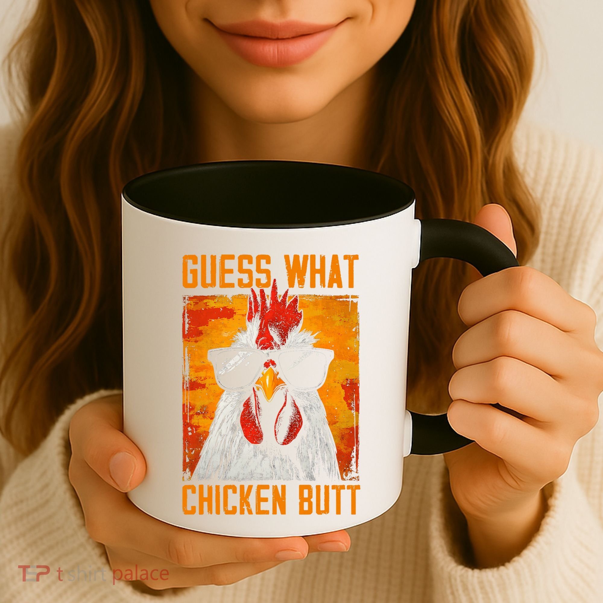 Guess What Chicken Butt Funny Saying Rooster Coffee Mug
