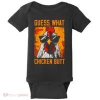 Guess What Chicken Butt Funny Saying Rooster Baby Bodysuit thumb 0