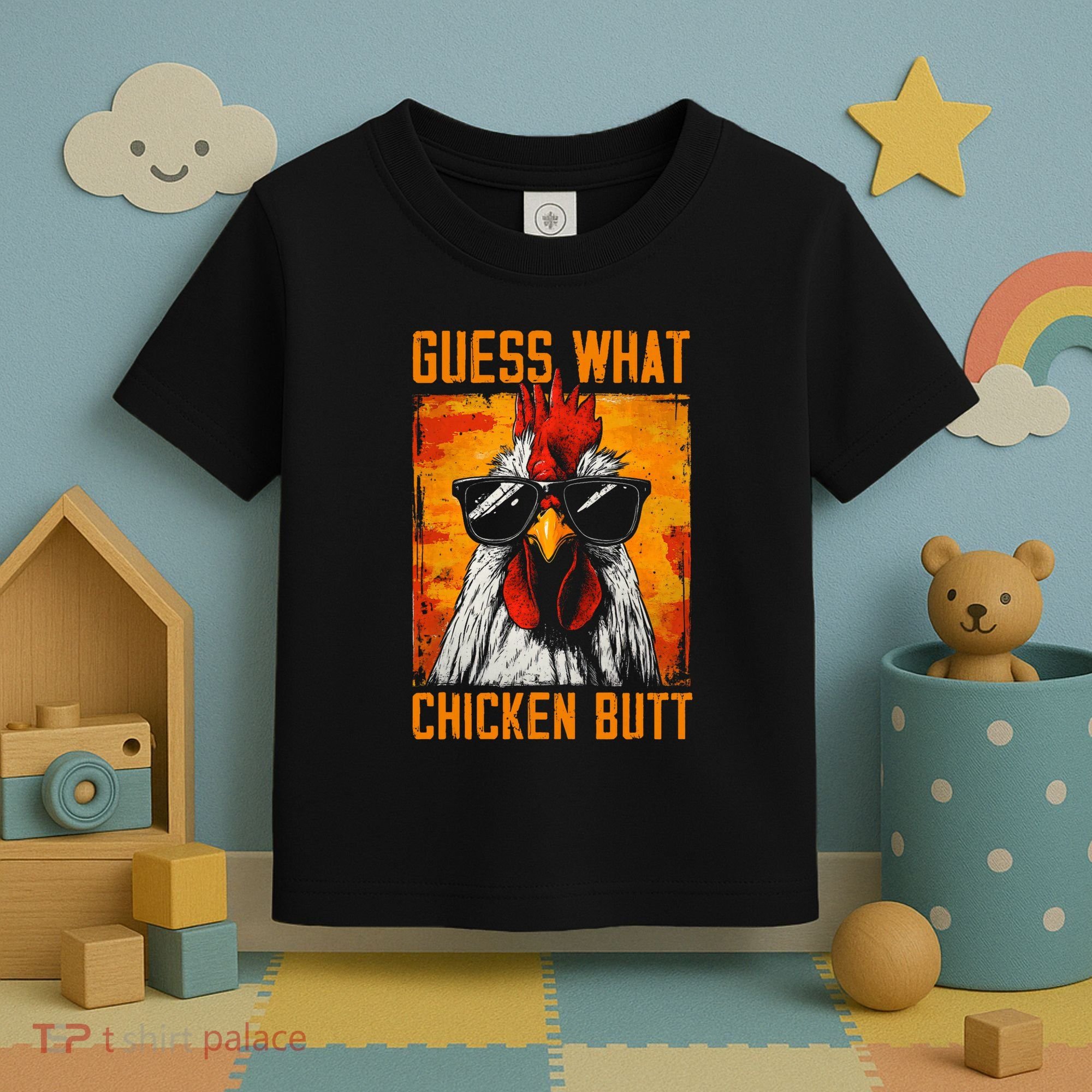 Guess What Chicken Butt Funny Saying Rooster Toddler T-Shirt