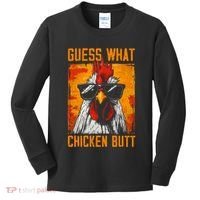 Guess What Chicken Butt Funny Saying Rooster Kids Long Sleeve Shirt thumb 0