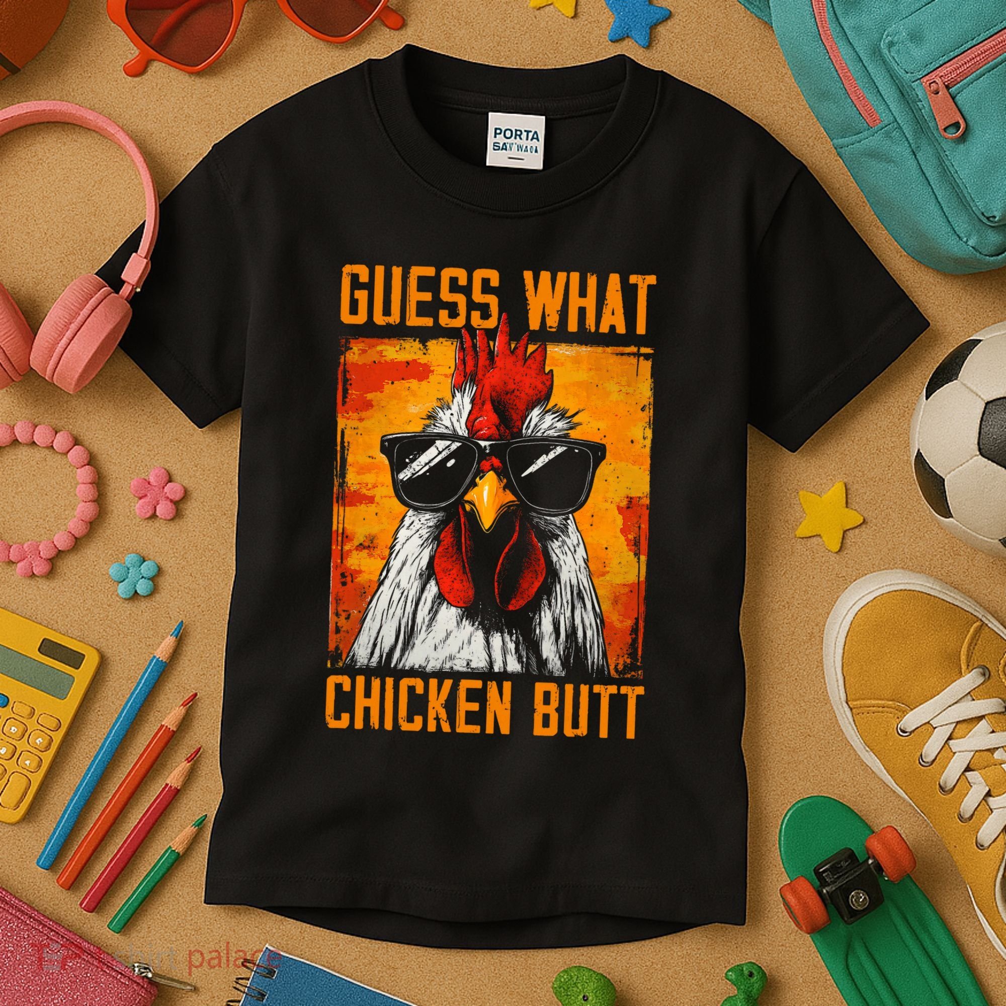 Guess What Chicken Butt Funny Saying Rooster Kids T-Shirt