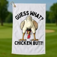 Guess What Chicken Butt! Golf Towel thumb 1