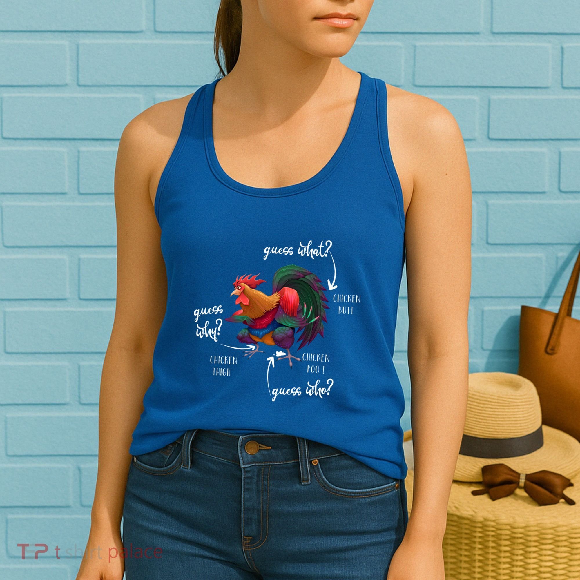 Guess What Chicken Butt Guess Why Chicke Thigh Guess Who Poo Gift Women's Tank Top