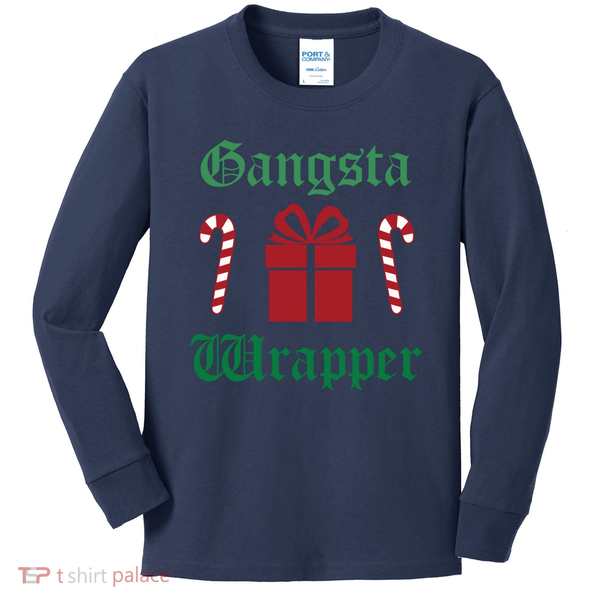 Gangsta Wrapper Christmas Kids Long Sleeve Shirt