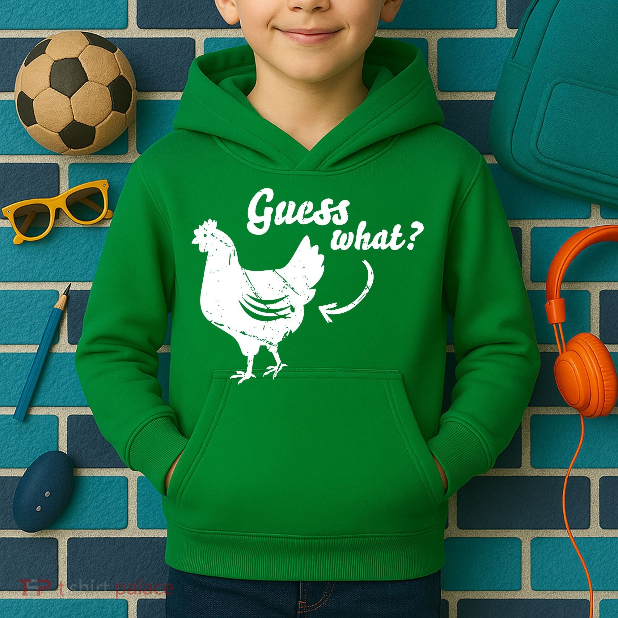Guess What Chicken Butt The Original Distressed Look Kids Hoodie