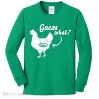 Guess What Chicken Butt The Original Distressed Look Kids Long Sleeve Shirt thumb 0