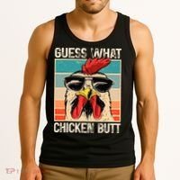 Guess What Chicken Butt Funny Chicken Meme Tank Top thumb 3