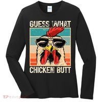 Guess What Chicken Butt Funny Chicken Meme Women's Long Sleeve Shirt thumb 0