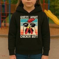 Guess What Chicken Butt Funny Chicken Meme Kids Hoodie thumb 3
