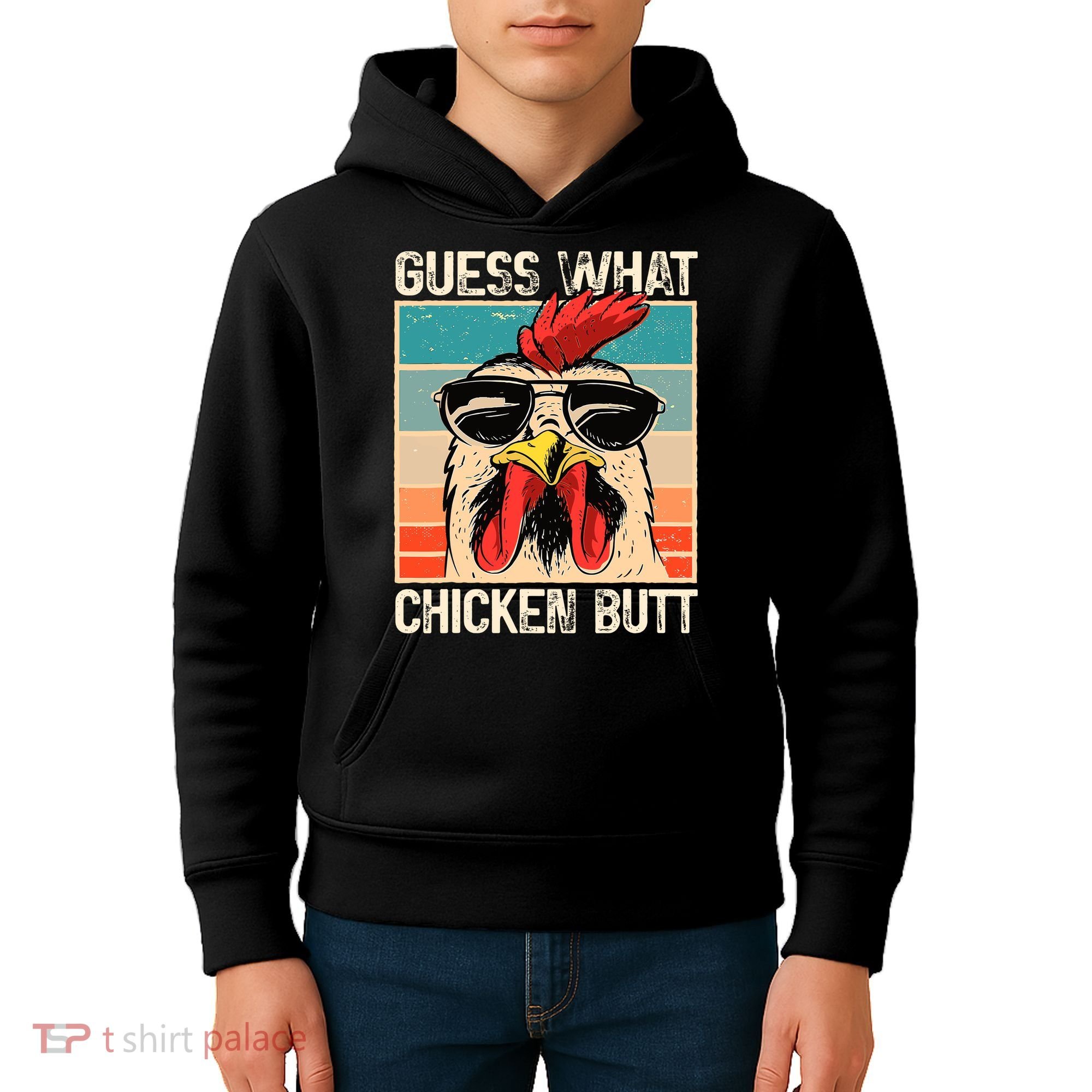 Guess What Chicken Butt Funny Chicken Meme Kids Hoodie