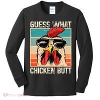 Guess What Chicken Butt Funny Chicken Meme Kids Long Sleeve Shirt thumb 0