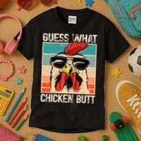 Guess What Chicken Butt Funny Chicken Meme Kids T-Shirt thumb 3