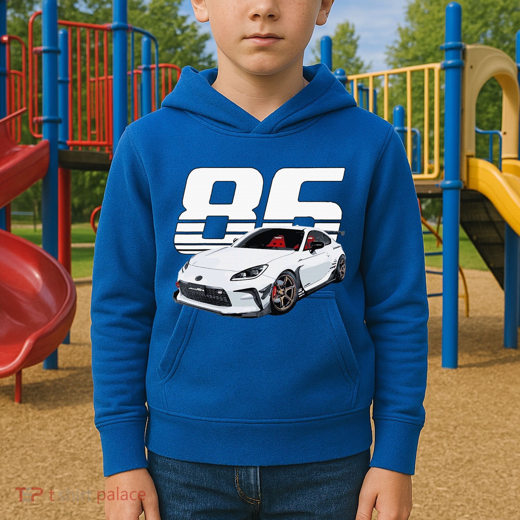 Gr86 White Car Kids Hoodie