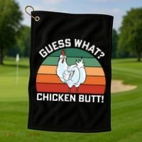 Guess What? Chicken Butt Funny Golf Towel thumb 1