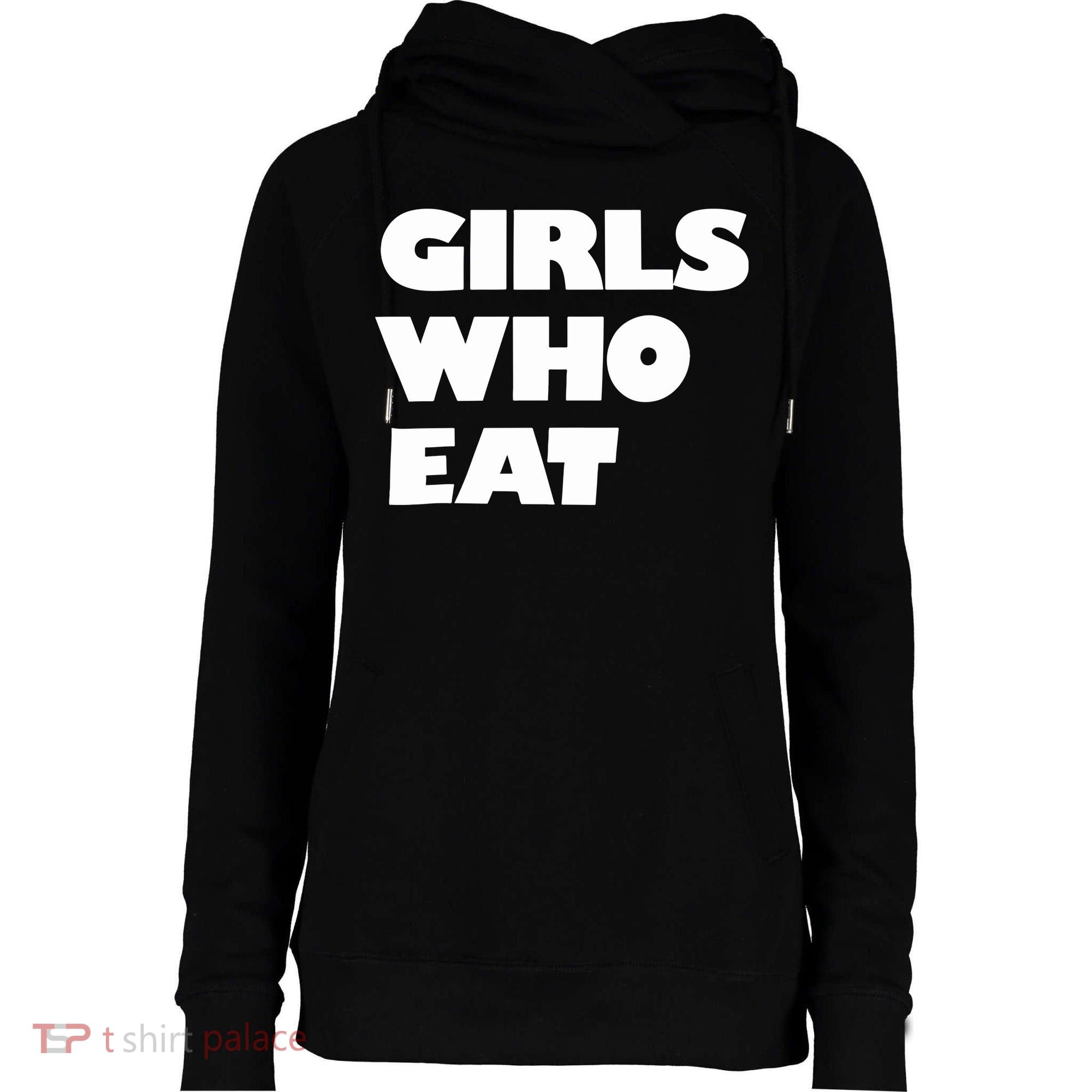 Girls Who Eat Muscle Womens Funnel Neck Pullover Hood