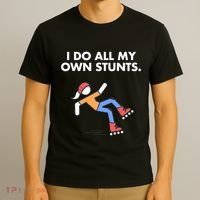 Get Well Funny Roller Skating Accident I Do My Own Stunts Gift T-Shirt thumb 3