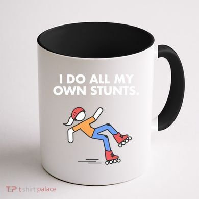 Get Well Funny Roller Skating Accident I Do My Own Stunts Gift Coffee Mug back