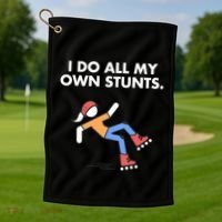 Get Well Funny Roller Skating Accident I Do My Own Stunts Gift Golf Towel thumb 1