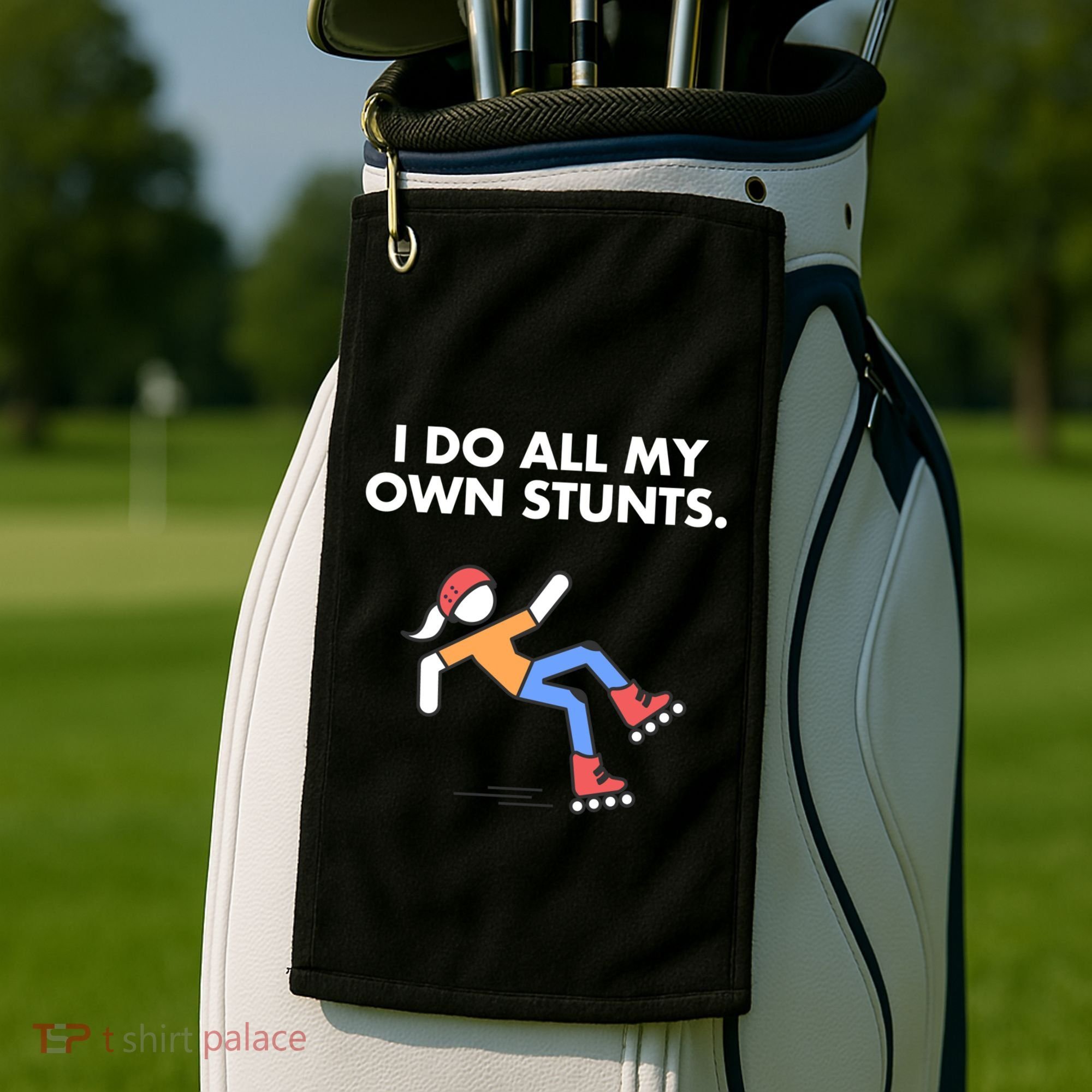 Get Well Funny Roller Skating Accident I Do My Own Stunts Gift Golf Towel