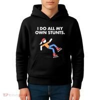 Get Well Funny Roller Skating Accident I Do My Own Stunts Gift Kids Hoodie thumb 4