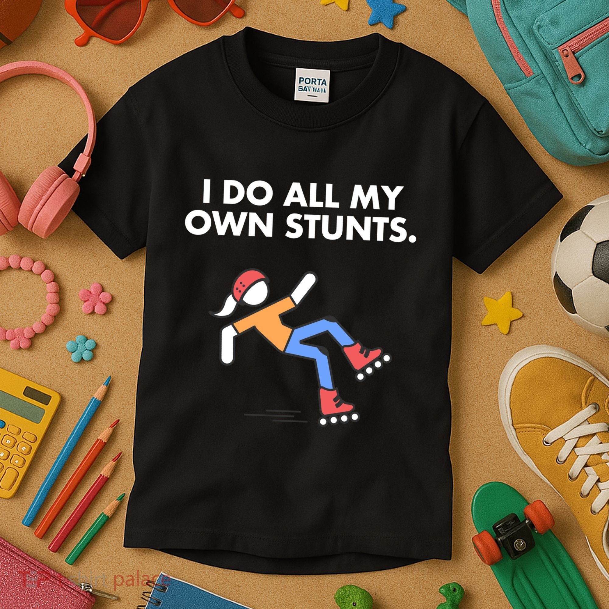 Get Well Funny Roller Skating Accident I Do My Own Stunts Gift Kids T-Shirt
