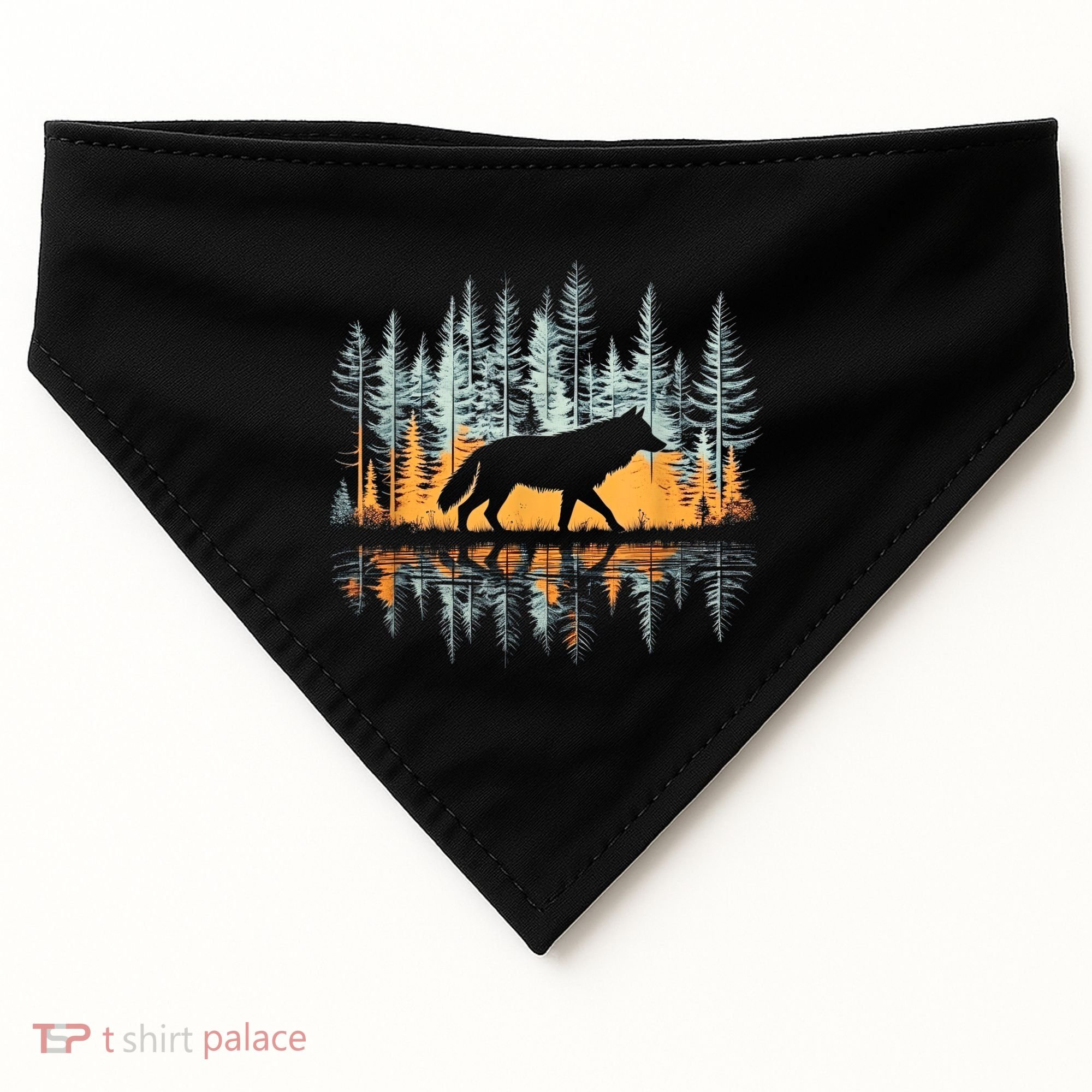 Graphic Wolf Forest Nature Wildlife Outdoor USA-Made Doggie Bandana