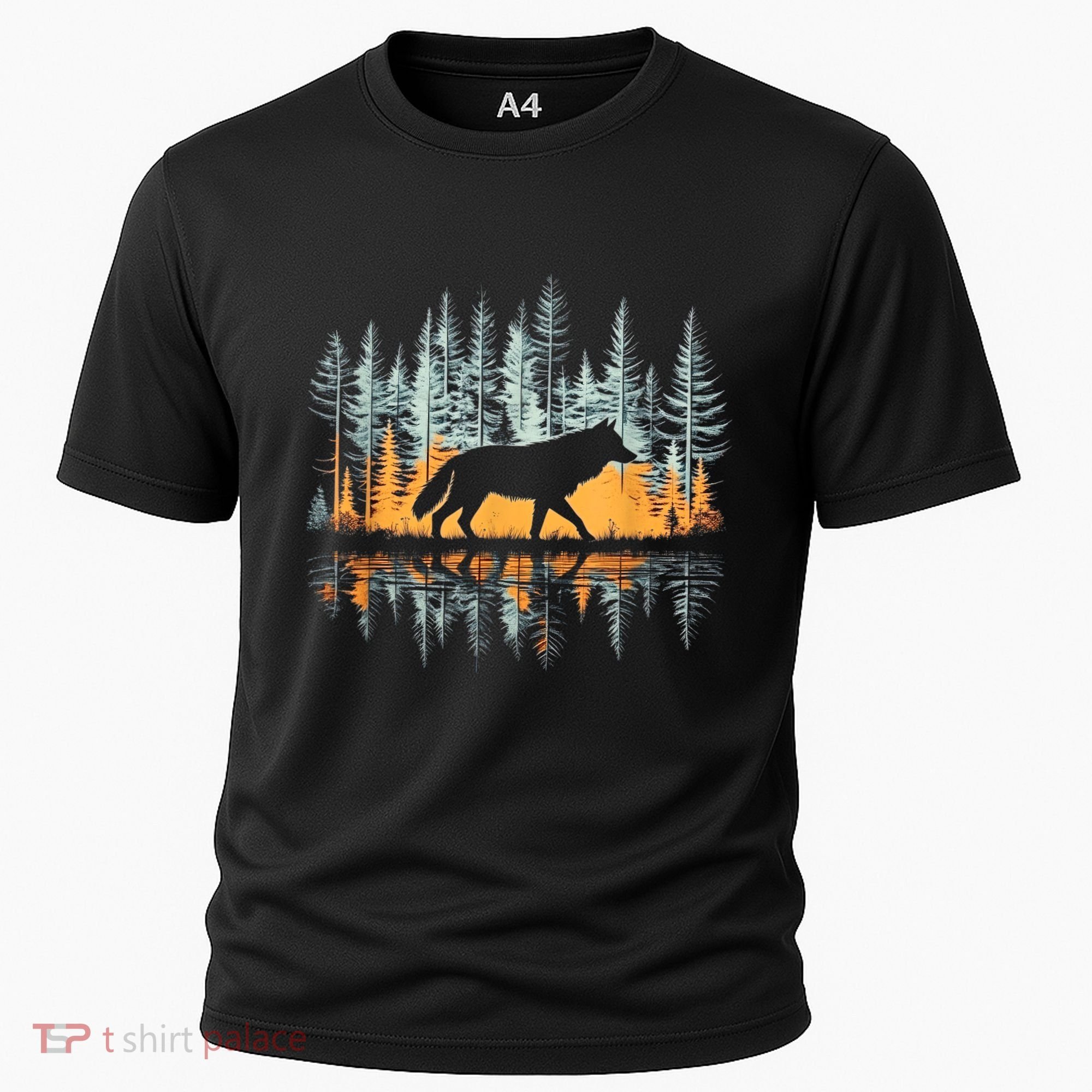 Graphic Wolf Forest Nature Wildlife Outdoor Cooling Performance Crew T-Shirt