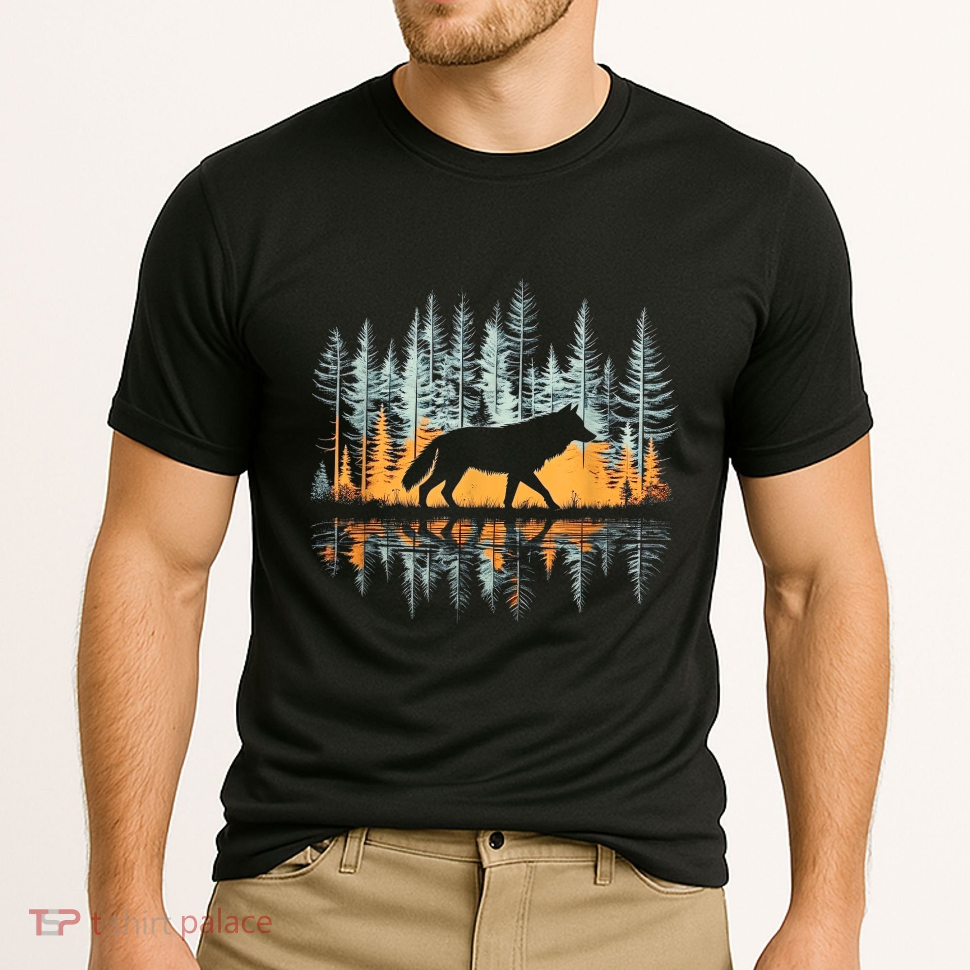 Graphic Wolf Forest Nature Wildlife Outdoor Cooling Performance Crew T-Shirt