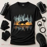 Graphic Wolf Forest Nature Wildlife Outdoor Cooling Performance Crew T-Shirt thumb 3