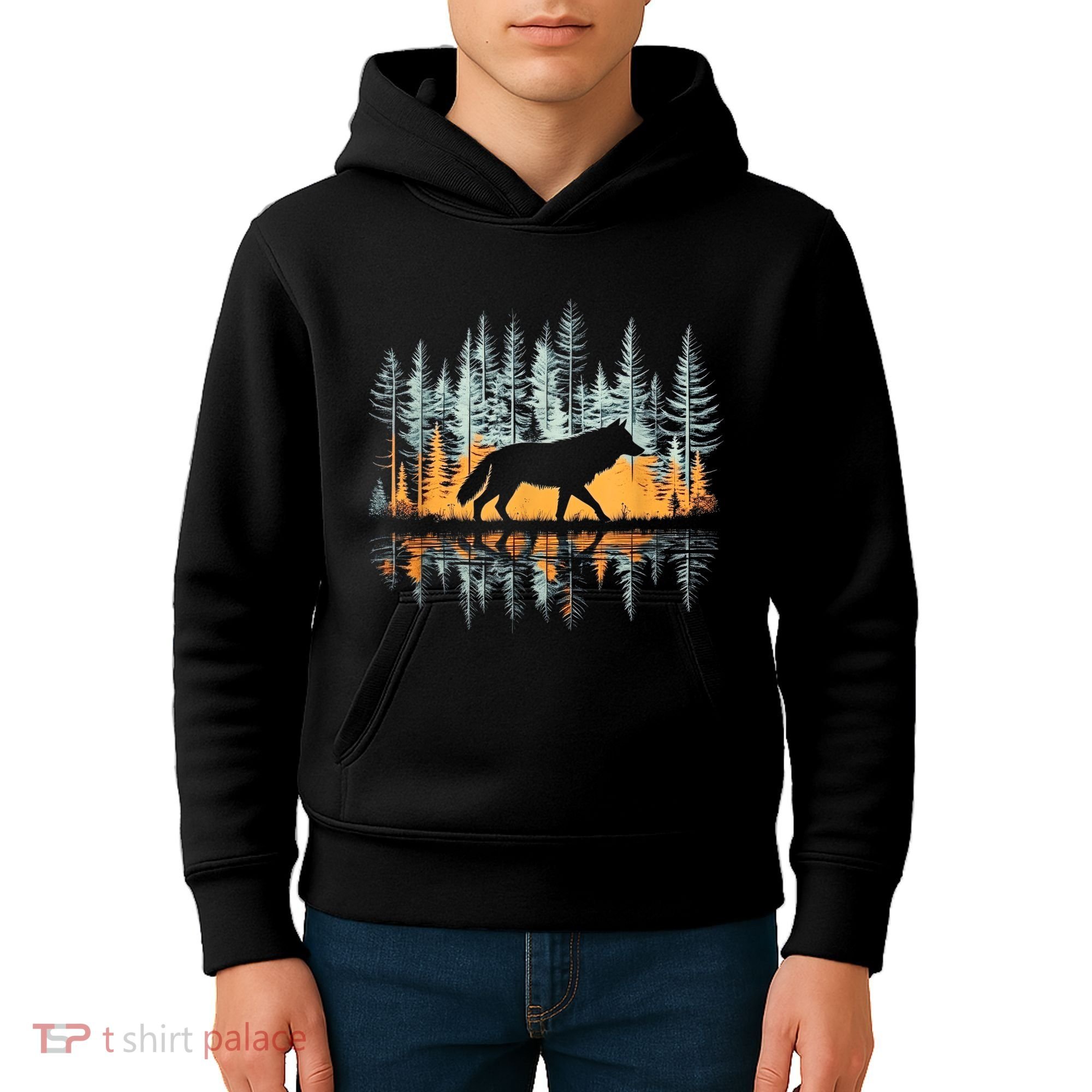 Graphic Wolf Forest Nature Wildlife Outdoor Kids Hoodie