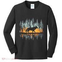 Graphic Wolf Forest Nature Wildlife Outdoor Kids Long Sleeve Shirt thumb 0